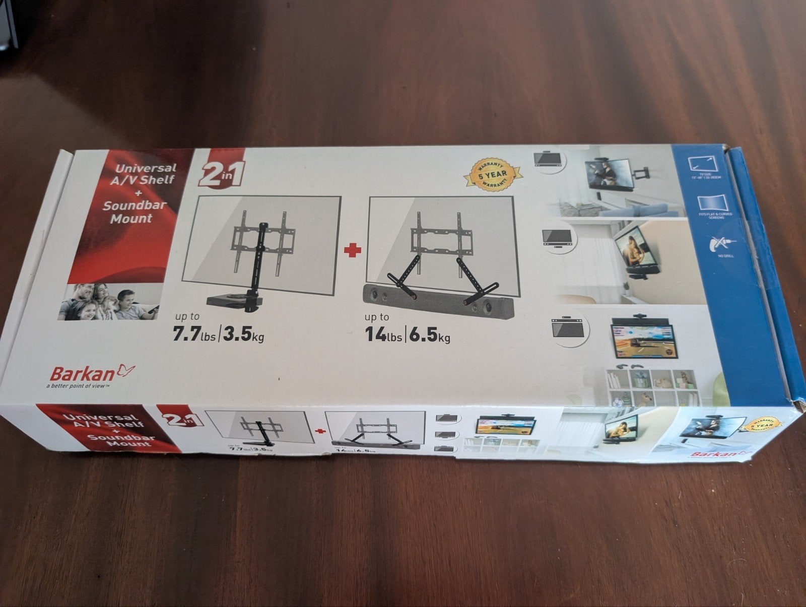 Barkan 2-in-1 TV Muurbeugel, A/V Plankje & Soundbar Mount