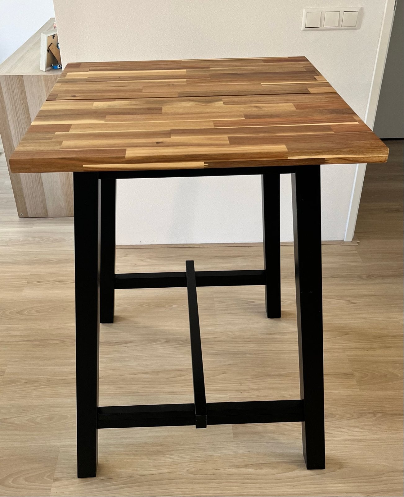 IKEA FRANKLIN Bartafel met 2 barkrukken - Zo goed als nieuw, Ophalen, Gebruikt, Vierkant, 55 tot 75 cm