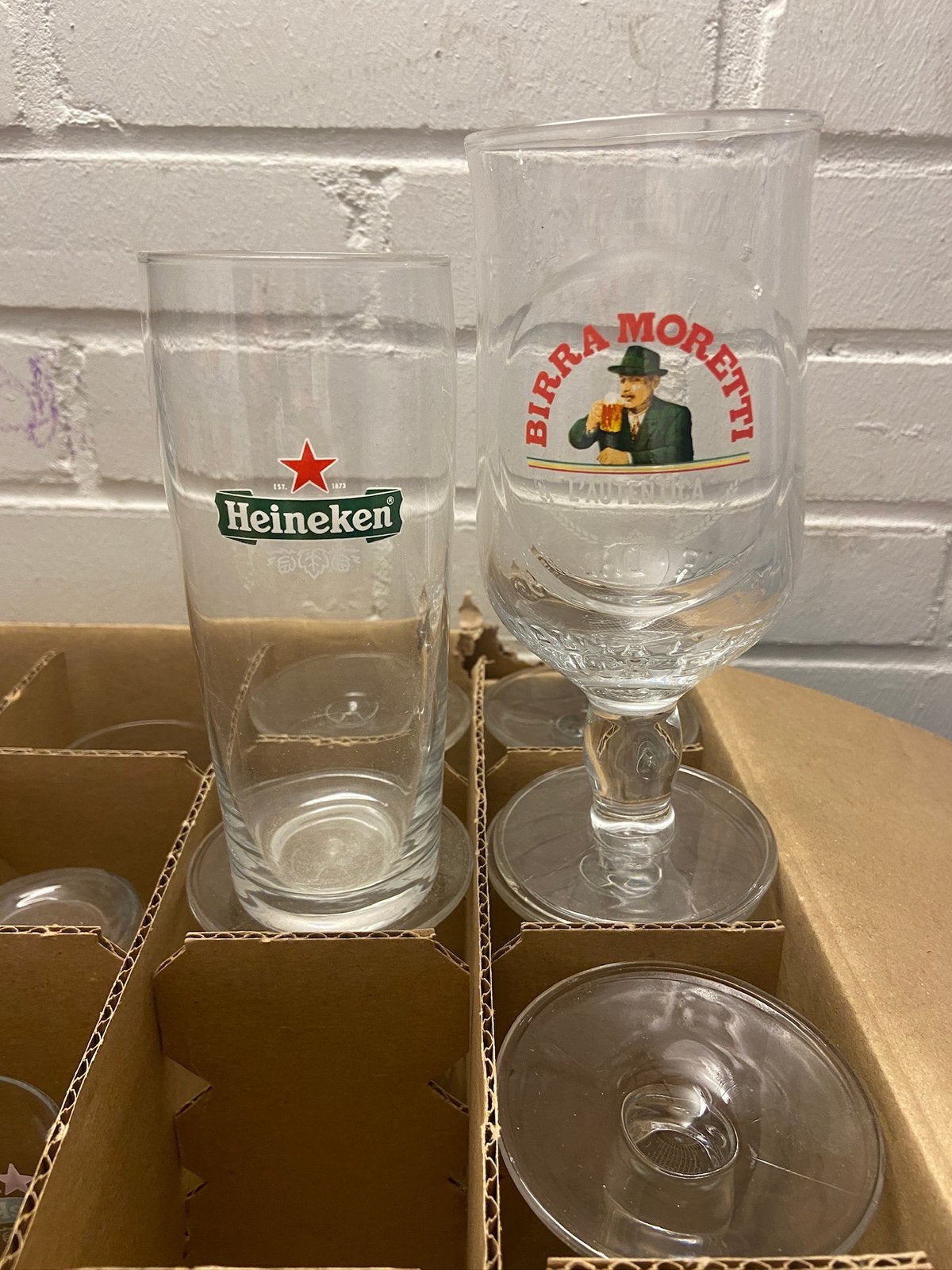 17 Heineken Ellipse Core bierglazen 22cl fluitje, Ophalen of Verzenden, Zo goed als nieuw, Glas of Glazen, Overige merken