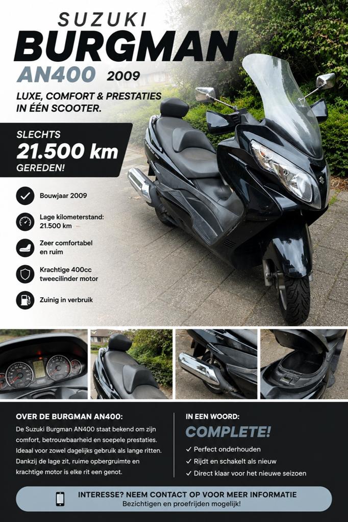 Burgmann an400 21500 km 2009 zwart, 400 cc, Scooter, Occasion, Particulier