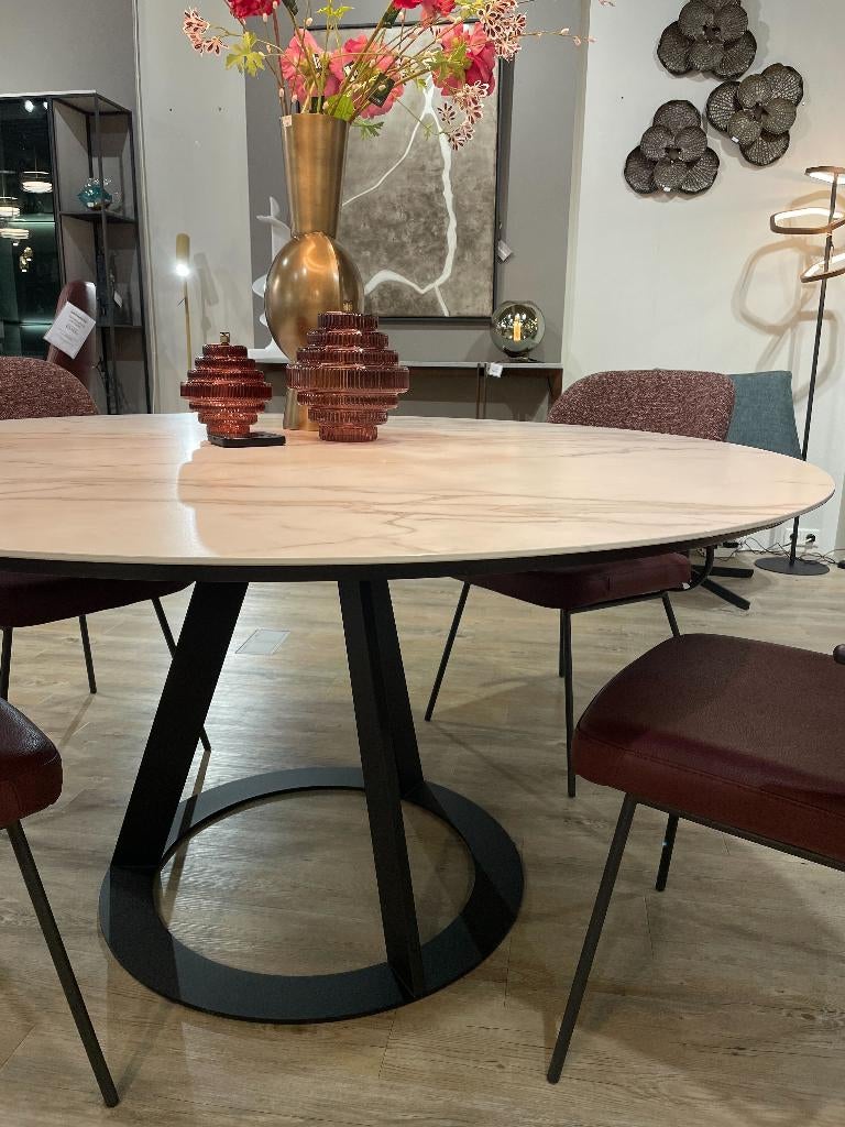 Ronde Calacatta keramiek eettafel 150cm | SALE, Huis en Inrichting, Tafels | Eettafels, Ophalen, Overige materialen, 150 tot 200 cm