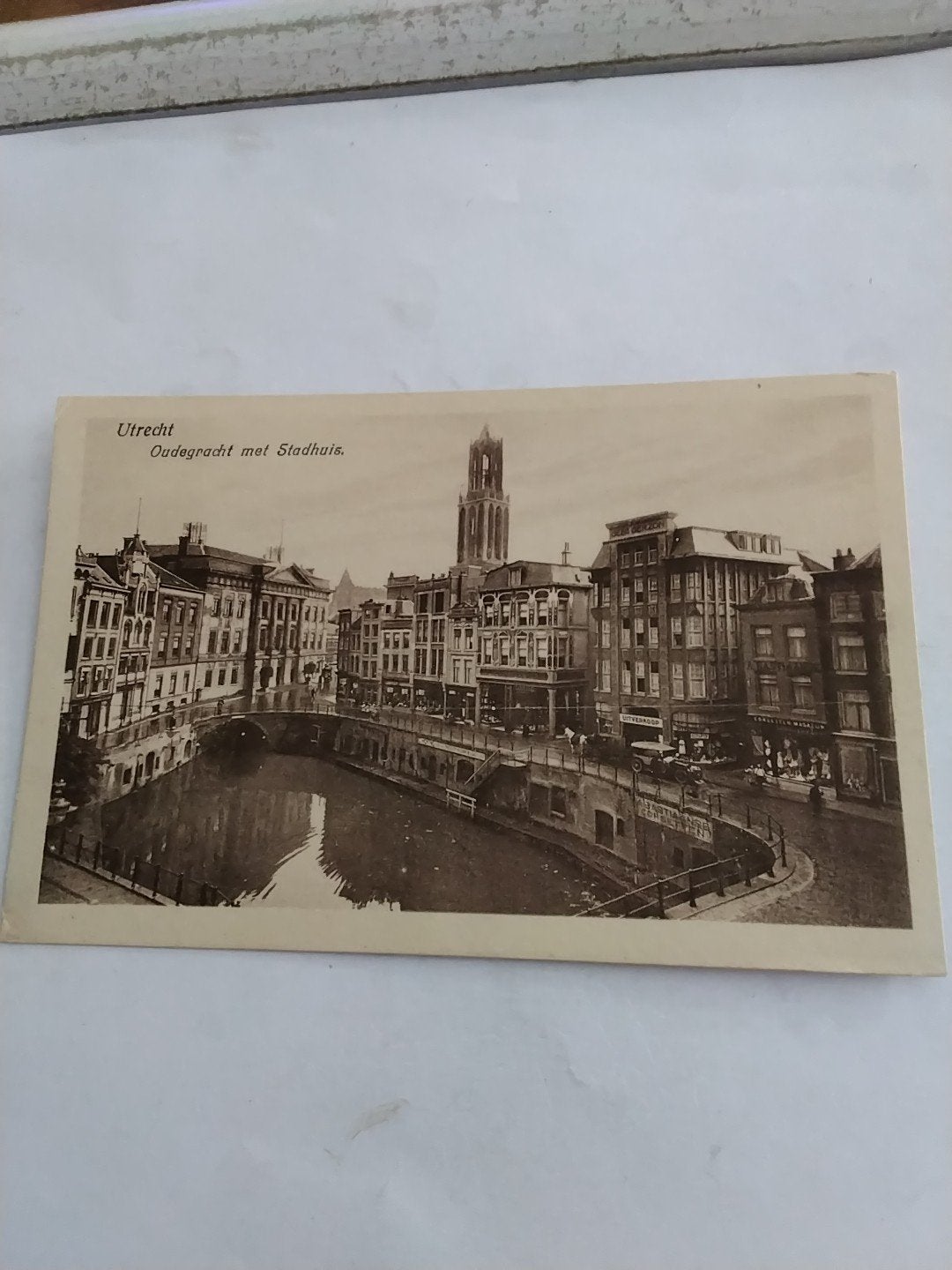 Oude ansichtkaart Utrecht Oudegracht met Stadhuis, Ophalen of Verzenden, Voor 1920, Ongelopen, Utrecht