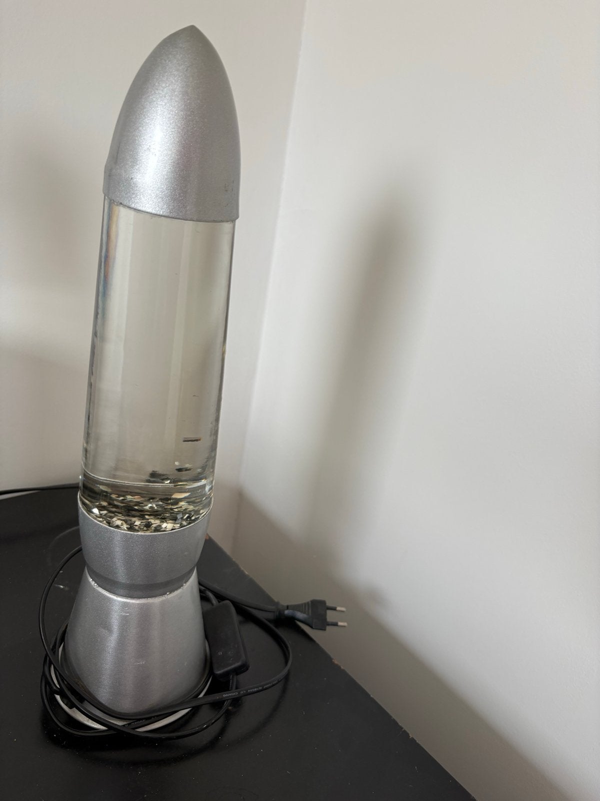 Zilverkleurige lavalamp met glitters, Ophalen of Verzenden, Gebruikt