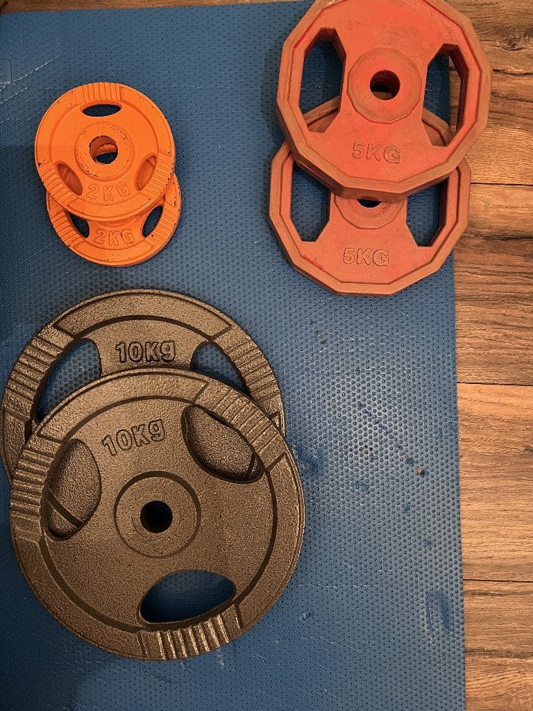 Gewichtschijven, Sport en Fitness, Fitnessmaterialen, Ophalen, Gebruikt, Halterschijven