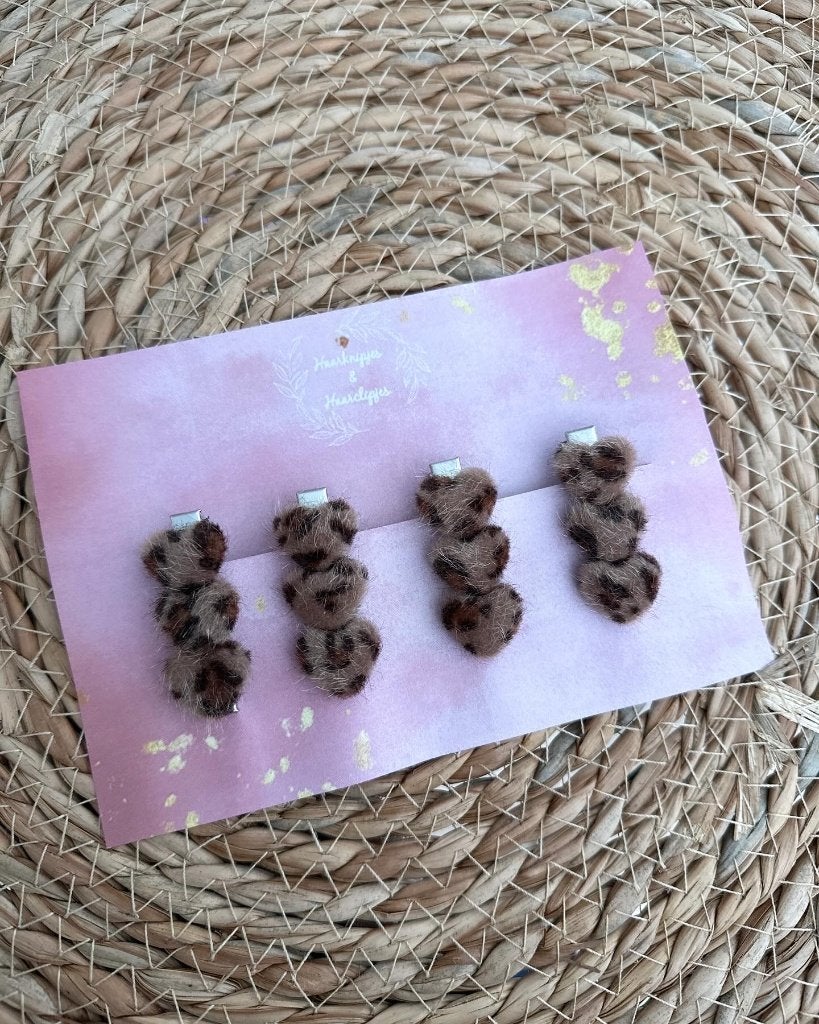 Setje haarknipjes & haarclipjes schuifspeldjes panterhartjes, Haarknipjes & haarclipjes, Nieuw, Ophalen of Verzenden, Haarspeld