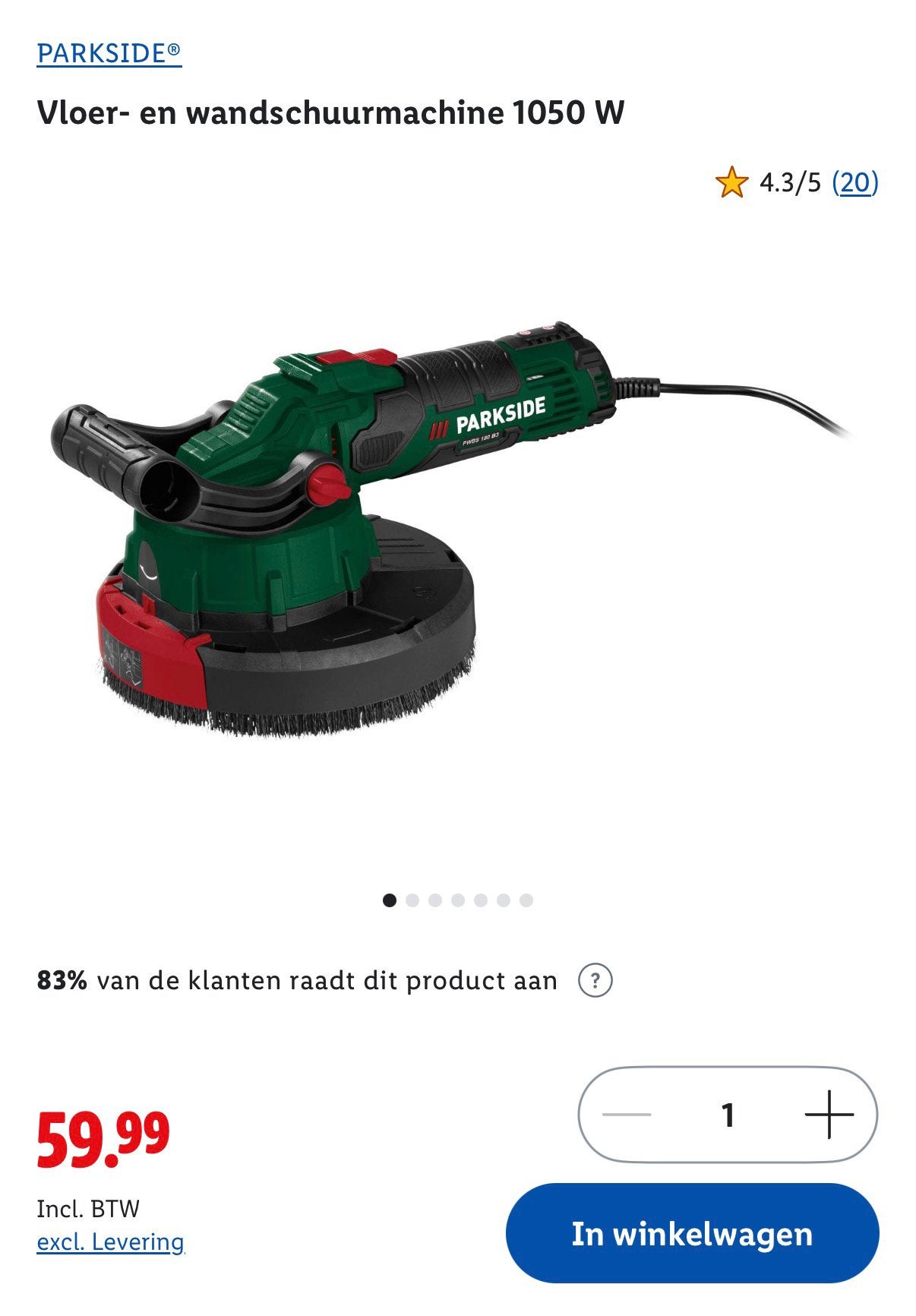 Parkside Wand en vloer schuurmachine, Doe-het-zelf en Verbouw, Gereedschap | Schuurmachines, Ophalen, Nieuw, Minder dan 600 watt