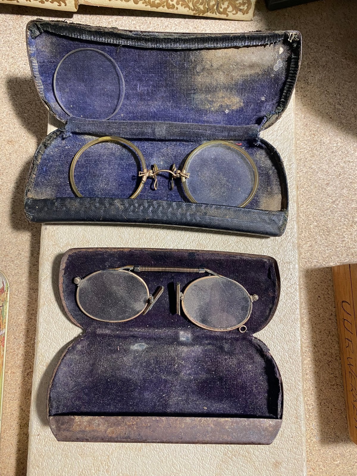 Antieke brillen, 2 stuks, incl doosjes, Ophalen of Verzenden