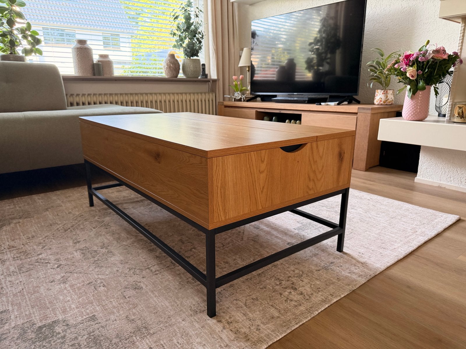 Salontafel met opbergruimte, uitklapbaar tot eettafel, Ophalen, 50 – 75, 100 tot 150 cm, 50 tot 100 cm