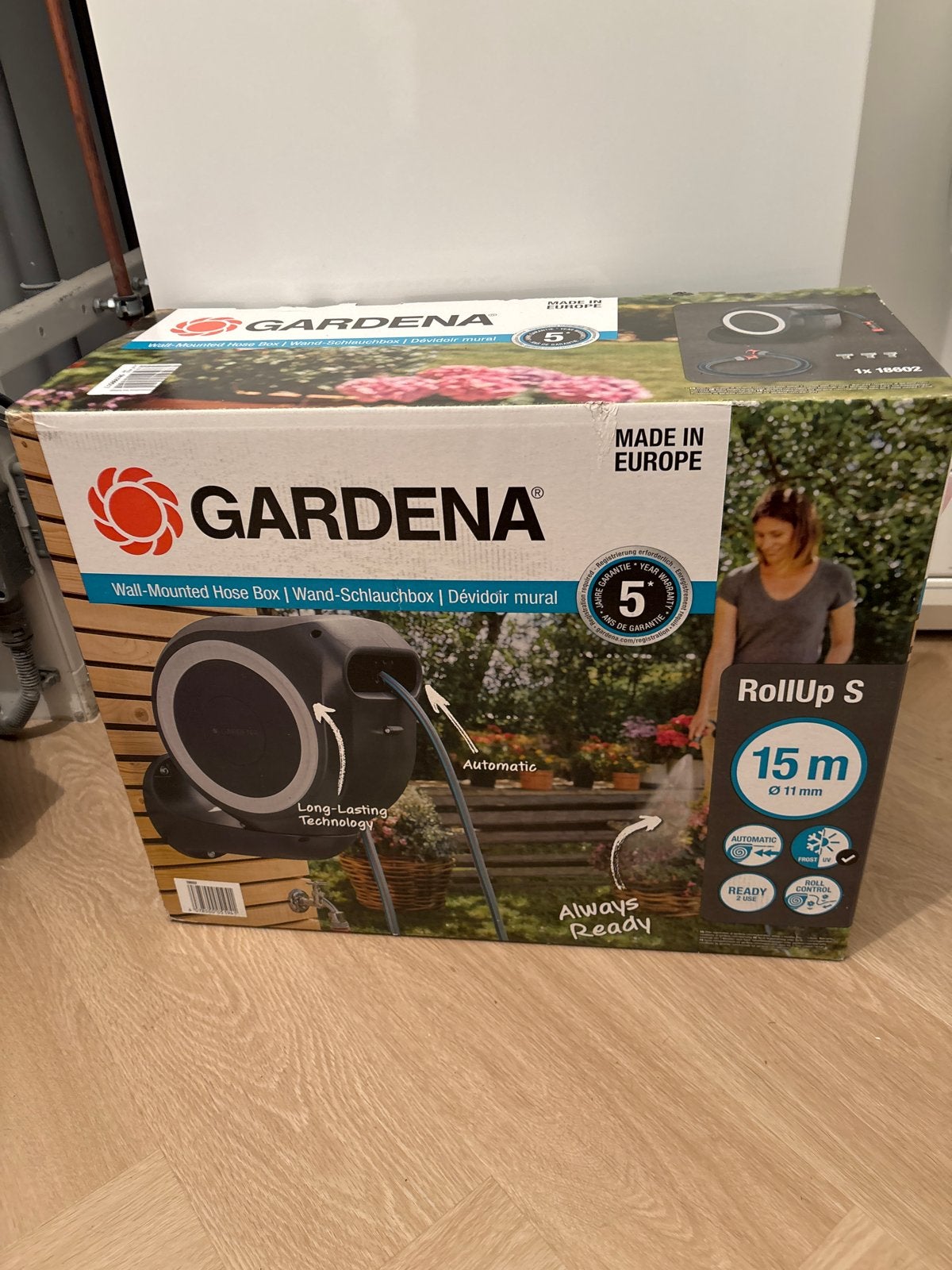 Gardena RollUp S Wandslangbox 15m - Nieuw in doos, Ophalen, Nieuw, Tuinslanghaspel