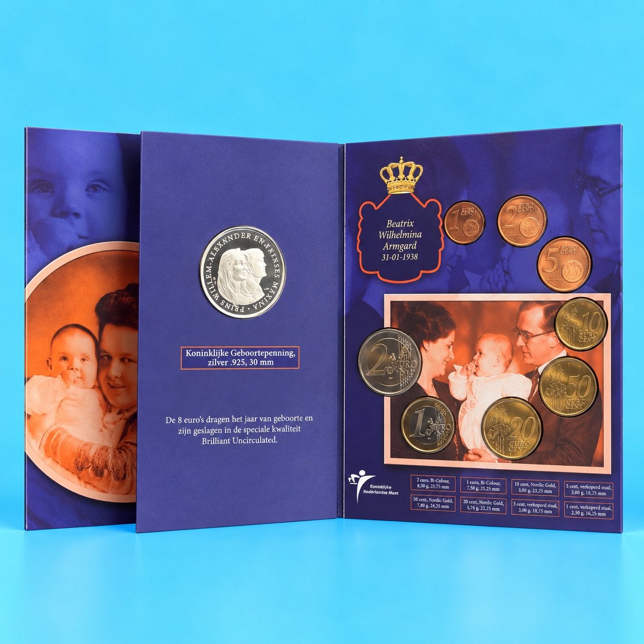 Koninklijke Geboorteset 2003 (Prinses Amalia) BU + zilveren, Ophalen of Verzenden, Zilver