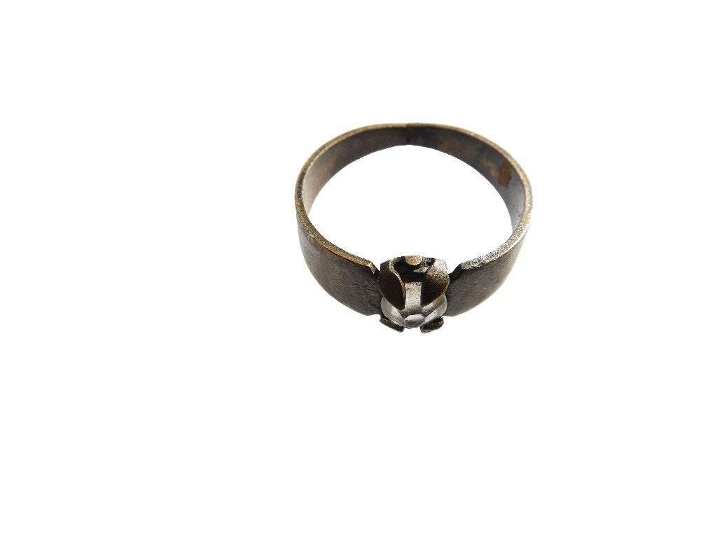 Brons vingerring met steen Ø 21 mm d971, Met kristal, Overige materialen, Gebruikt, Ophalen of Verzenden