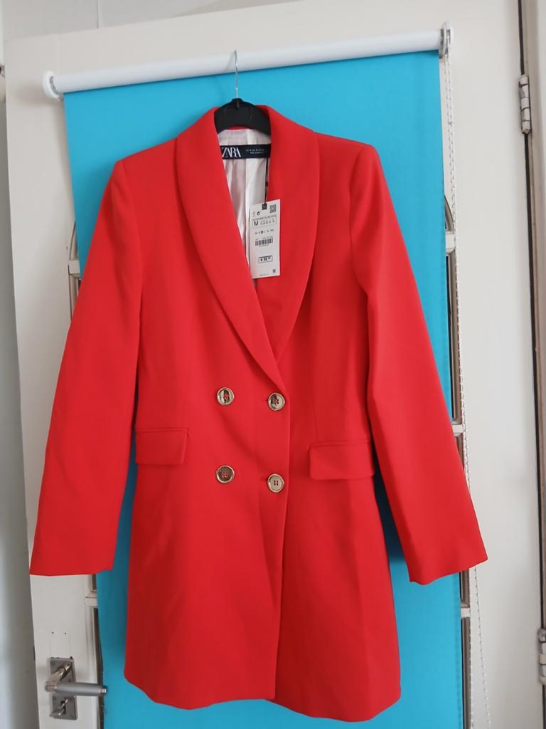 Lange Blazer Rood Maat M Zara Nieuw, Ophalen of Verzenden, Nieuw, Maat 38/40 (M), Rood