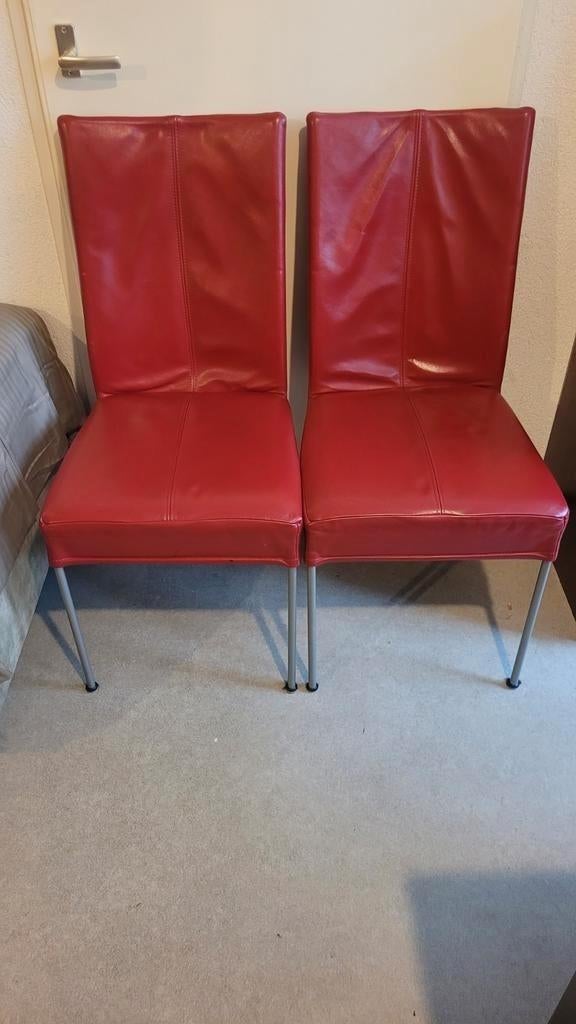 2 Rode HVS Stoelen, Huis en Inrichting, Stoelen, Twee, Ophalen of Verzenden, Zo goed als nieuw, Metaal