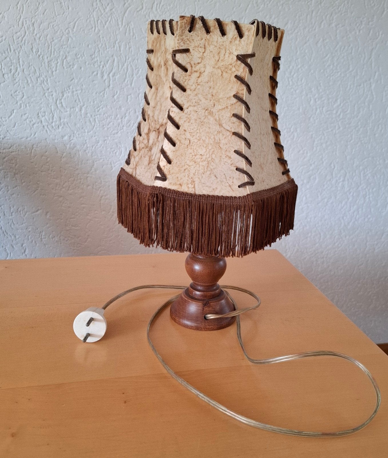 Vintage tafellamp met gefranjerde kap, Antiek en Kunst, Ophalen