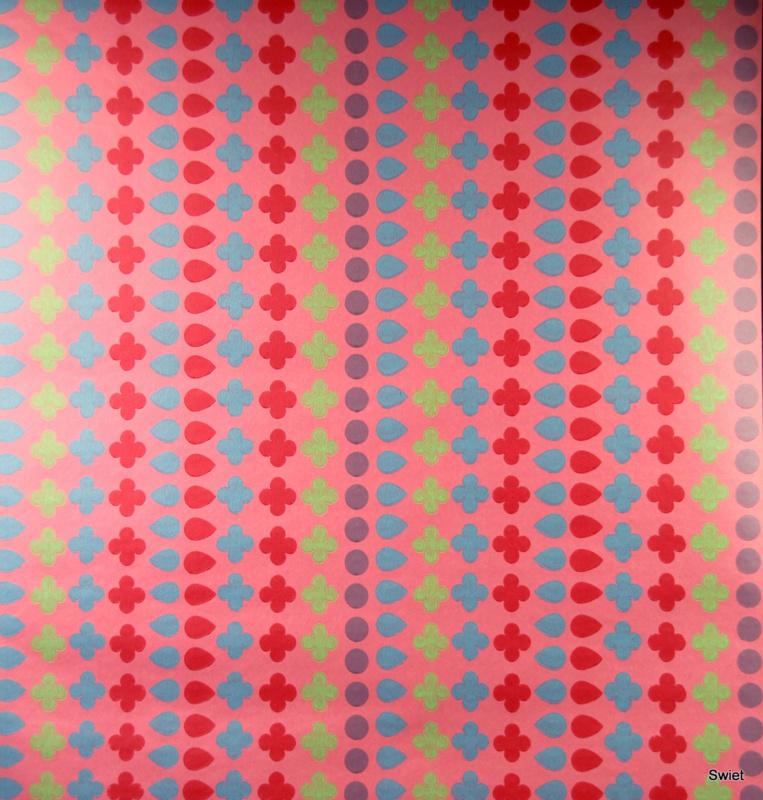 11282 Roze vintage kinderbehang vol kleur en grafiek swiet, Verzenden, Minder dan 10 m², Roze