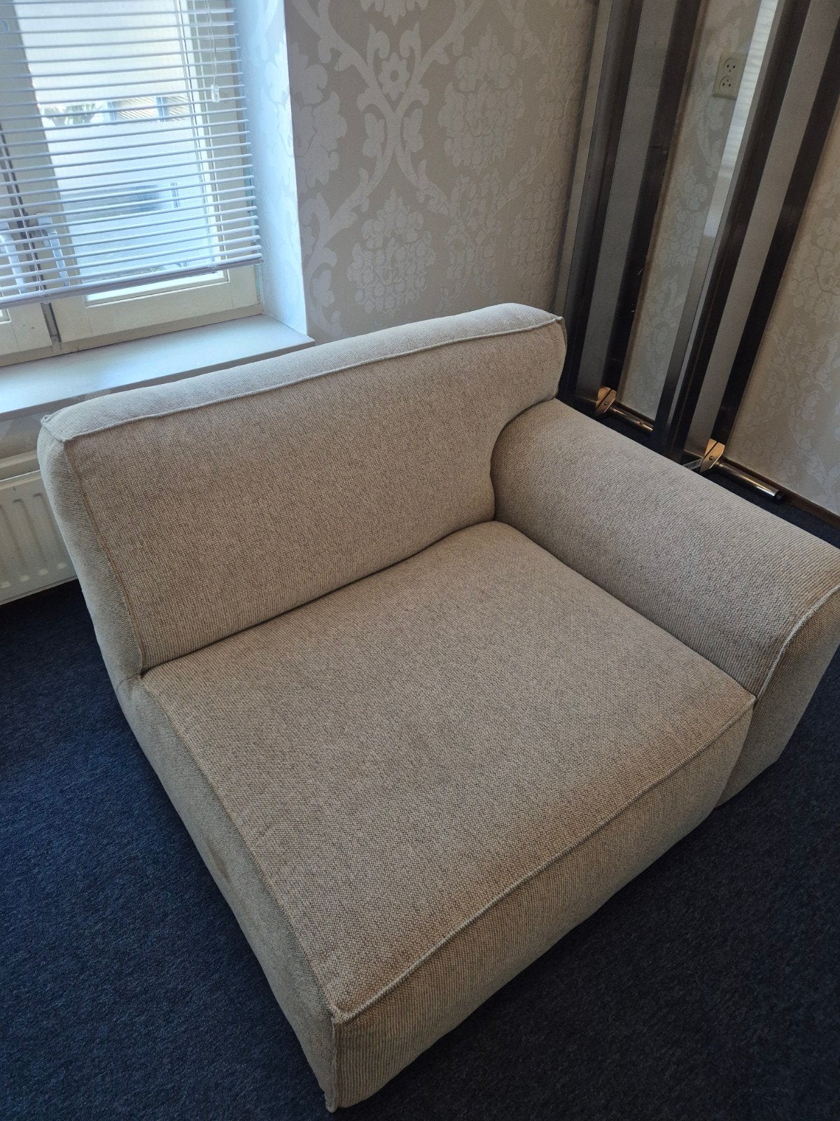 Loveseat grijs/beige, Ophalen, 150 tot 200 cm, 75 tot 100 cm, Rechte bank