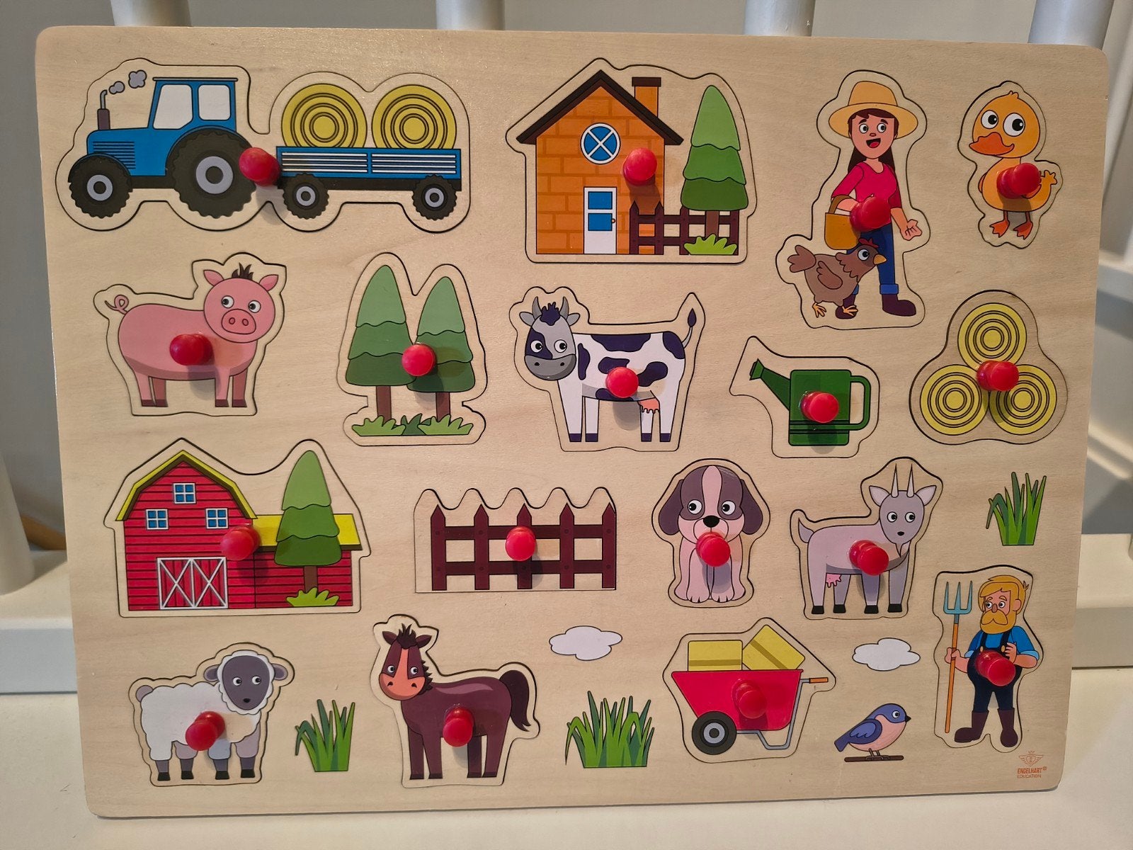 Engelhart grote houten boerderij puzzel, Ophalen, 10 tot 50 stukjes, Zo goed als nieuw