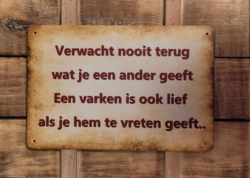 Een varken is ook lief reclamebord van metaal wandbord deco, Info@deconoord.nl, Deco Noord, Nieuw, Ophalen of Verzenden