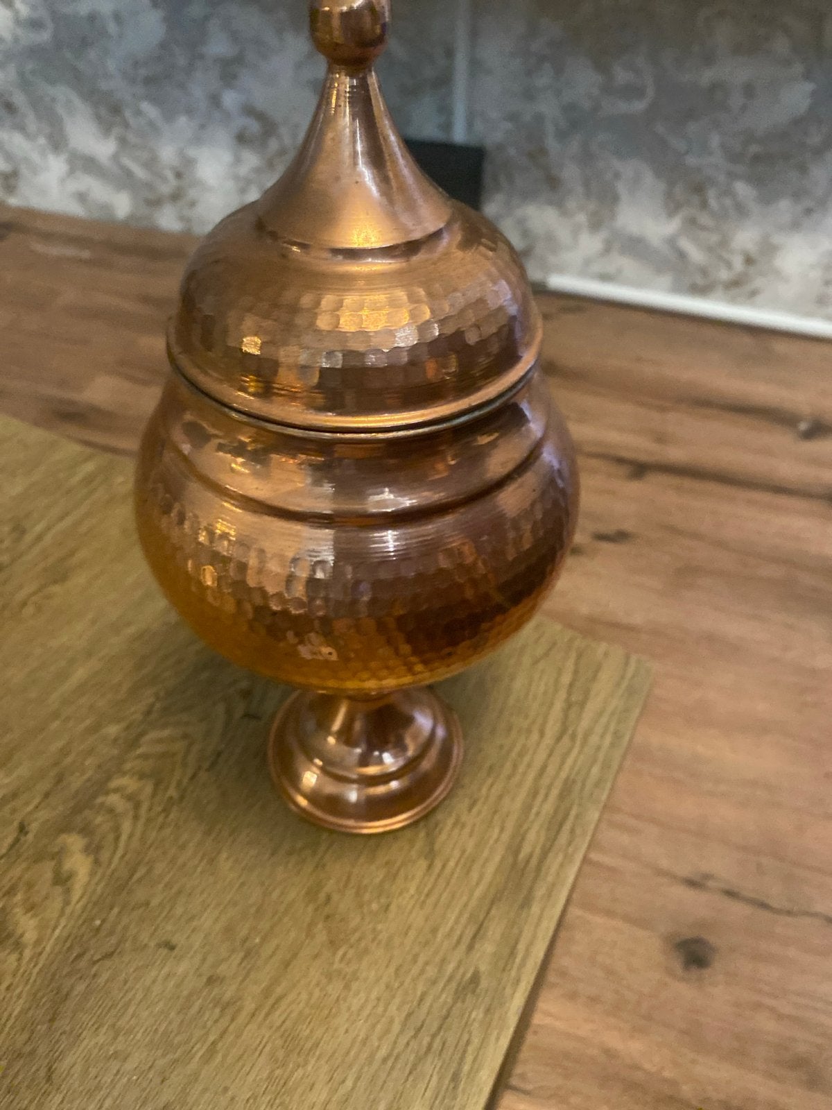 Koperen decoratieve pot met deksel en schalen, Ophalen of Verzenden, Rond