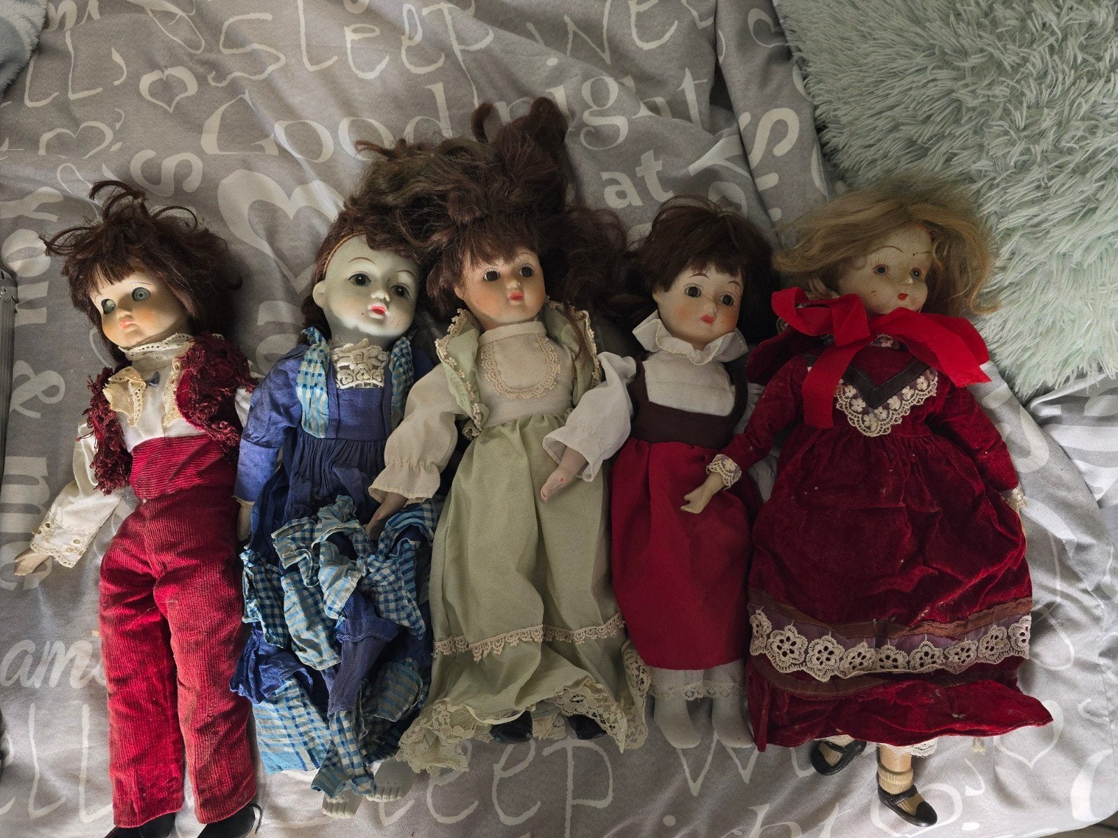 Set van 5 Vintage Porseleinen Decoratiepoppen Jaren '80, Ophalen of Verzenden, Gebruikt, Pop