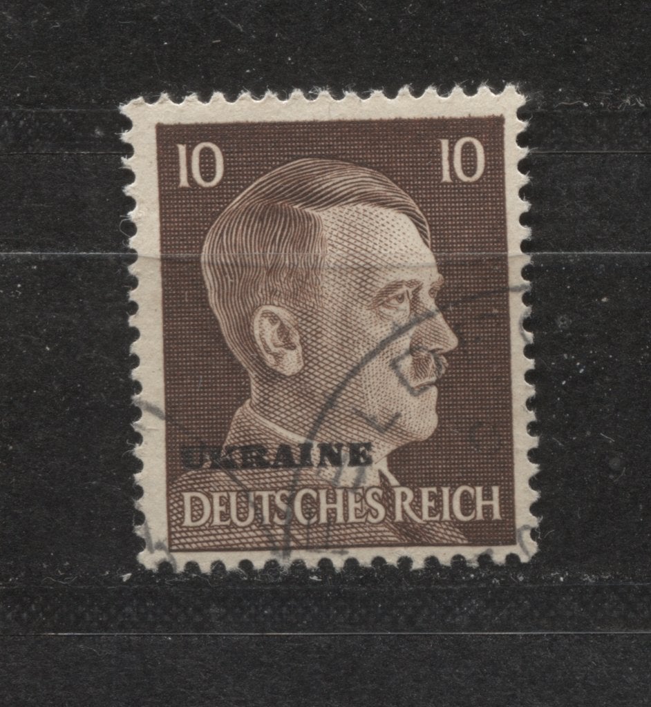 Duitse Adolf Hitler gestempelde postzegel (U6)opdruk Ukraine, Verzenden, Landmacht, Duitsland, Foto of Poster