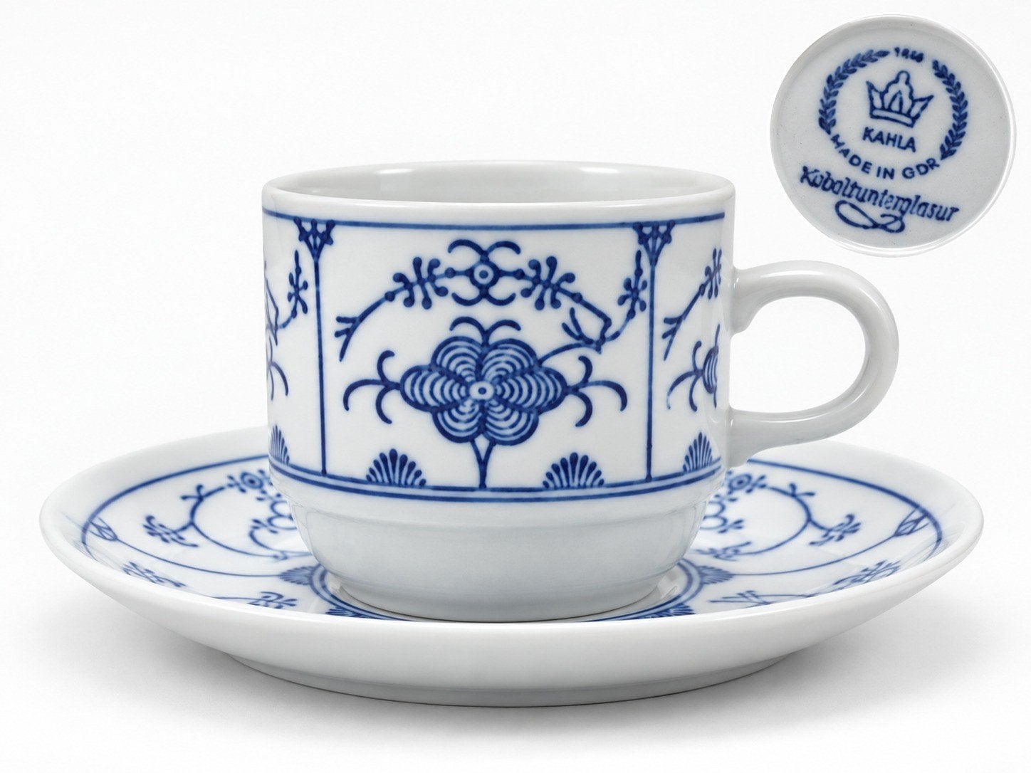 Blau Saks-Kahla-Espresso/Senseo-kop en schotel- 5 stuks, Antiek en Kunst, Ophalen of Verzenden