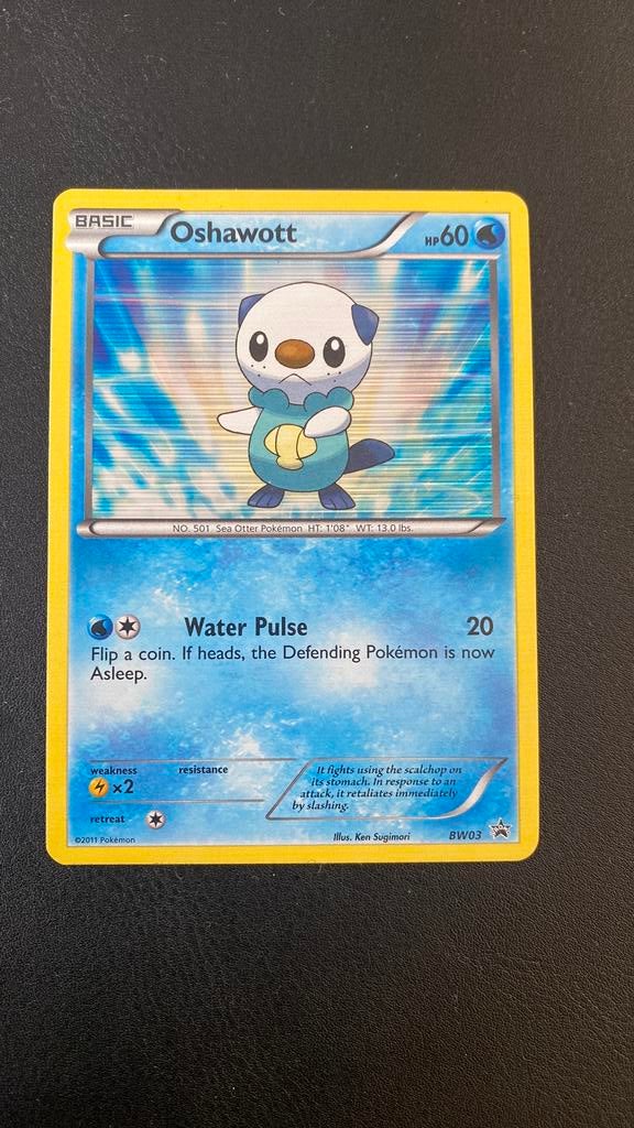 Pokemon black white promo BW03 oshawott holo, Ophalen of Verzenden, Zo goed als nieuw