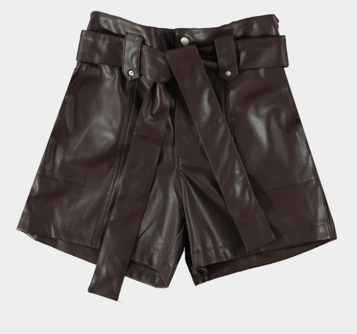 CIMINY vegan leather short bruin mt M en L