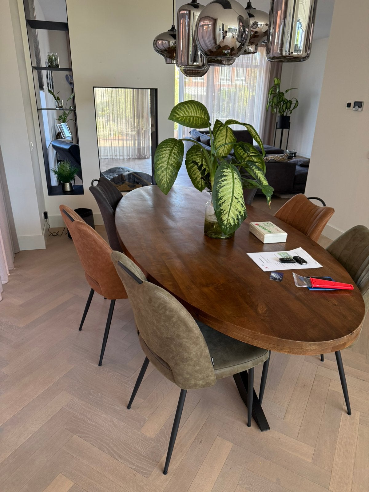 Eettafel met 6 stoelen, Ophalen, Zo goed als nieuw, 4 tot 6 stoelen