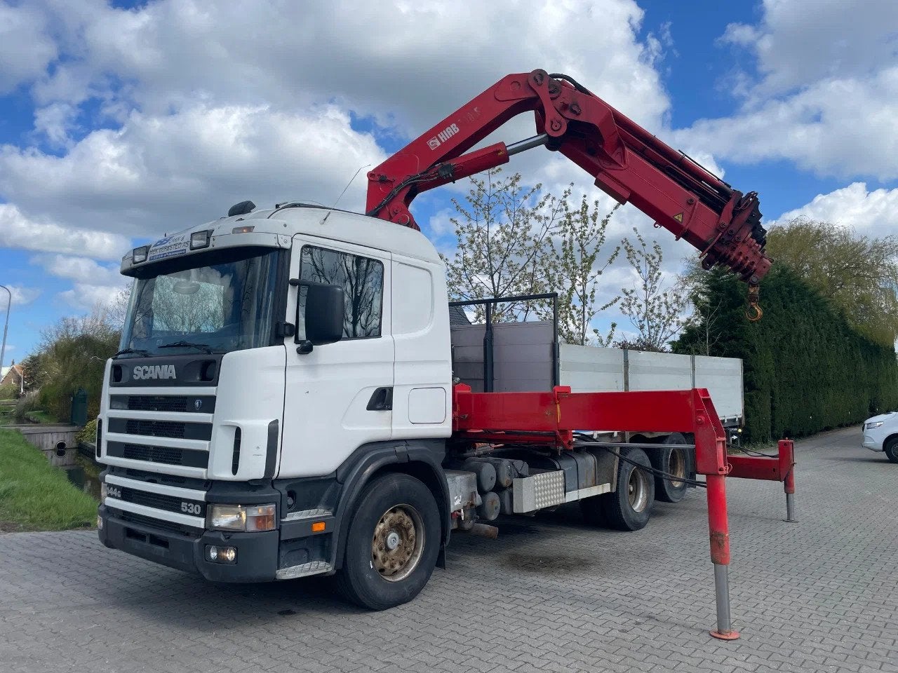 Scania R144-530 V8 Hiab 400 8x hydrolic 21m reach (bj 1999), Scania, Traction-control, Bedrijf, Te koop