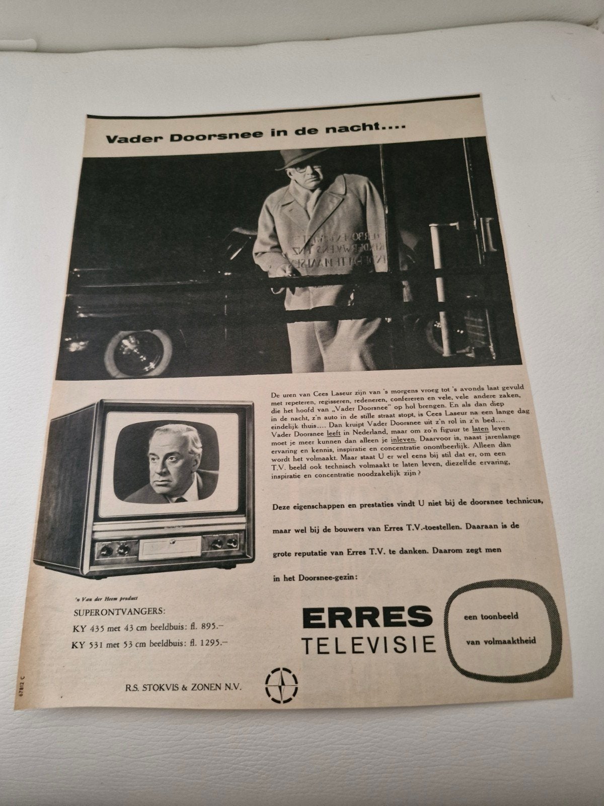 Vintage Erres Televisie Advertentie (32 x 24 cm), Verzamelen, Ophalen of Verzenden, 1920 tot 1940, Knipsel(s)