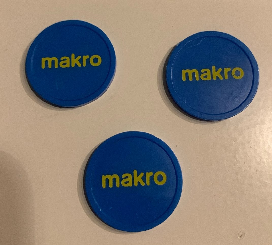 Winkelwagenmuntje kunststof Makro, Ophalen of Verzenden