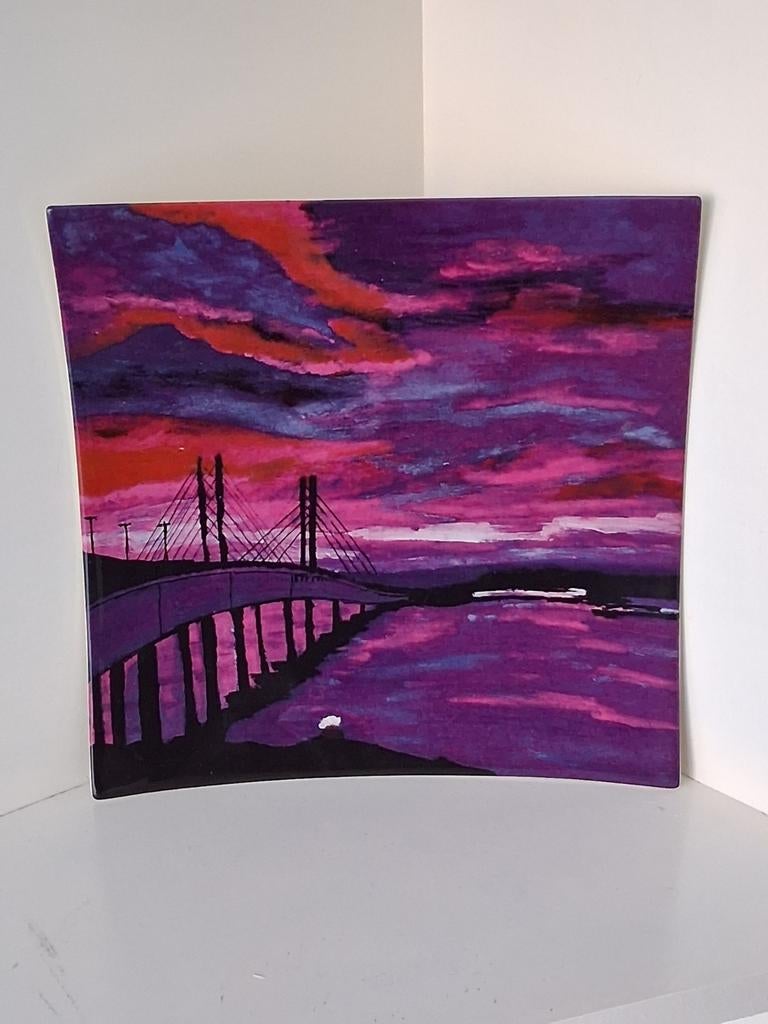 Wandbord / Fruitschaal Schoonhoven Keramiek - "Brug, Ophalen of Verzenden