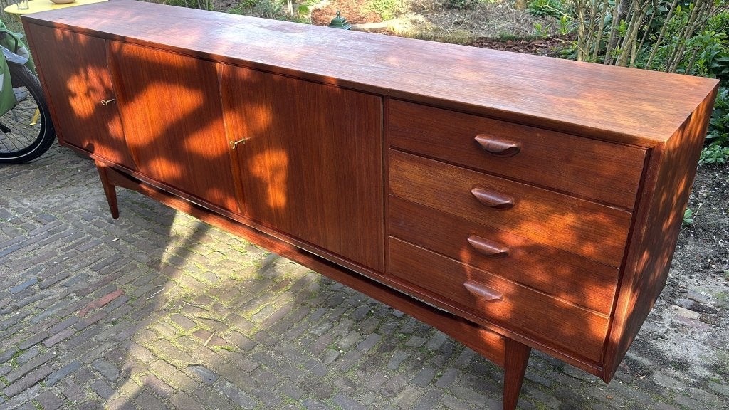 Dressoir, Duits/Deens design jaren 50/60, Gebruikt, Met deur(en), Ophalen of Verzenden, 200 cm of meer