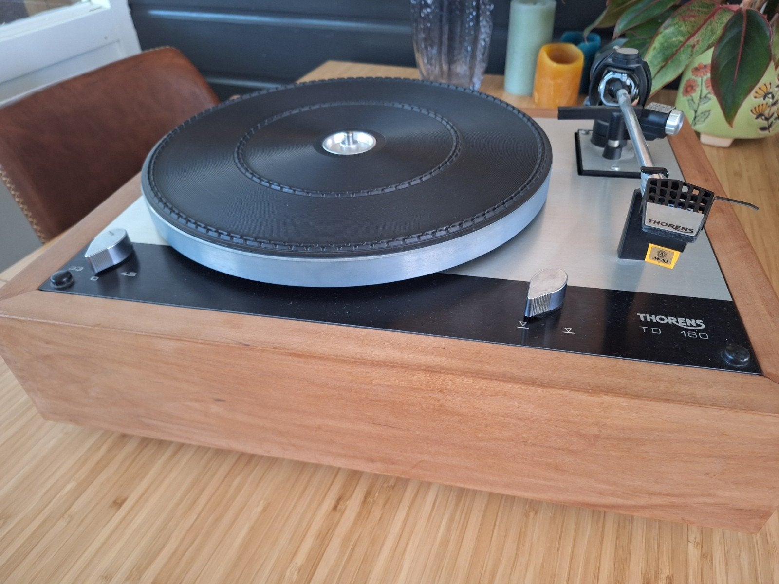 Thorens TD 160 met Nagaoka MP110 element en nieuwe plint, Ophalen, Refurbished, Platenspeler, Thorens