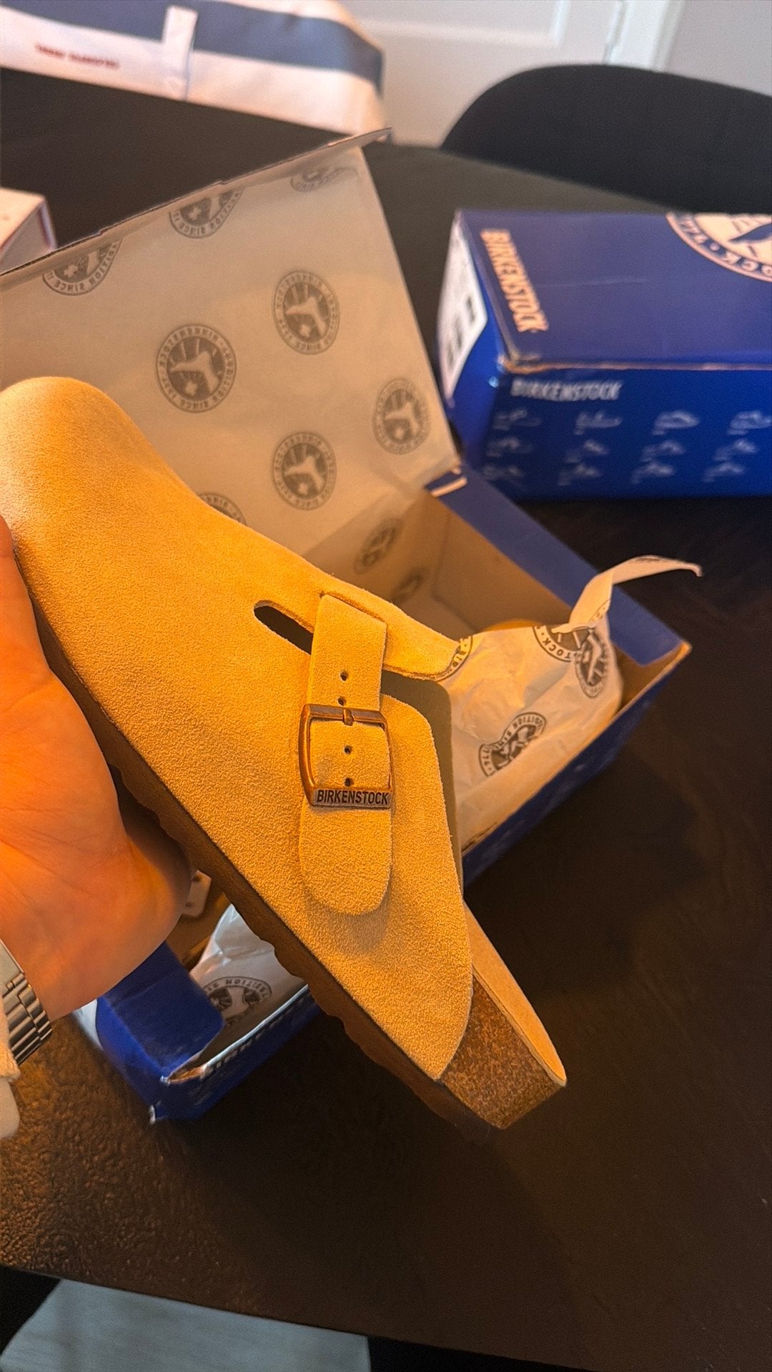 Birkenstock boston sand maat 42, Ophalen of Verzenden, Zo goed als nieuw, Overige kleuren, Sandalen