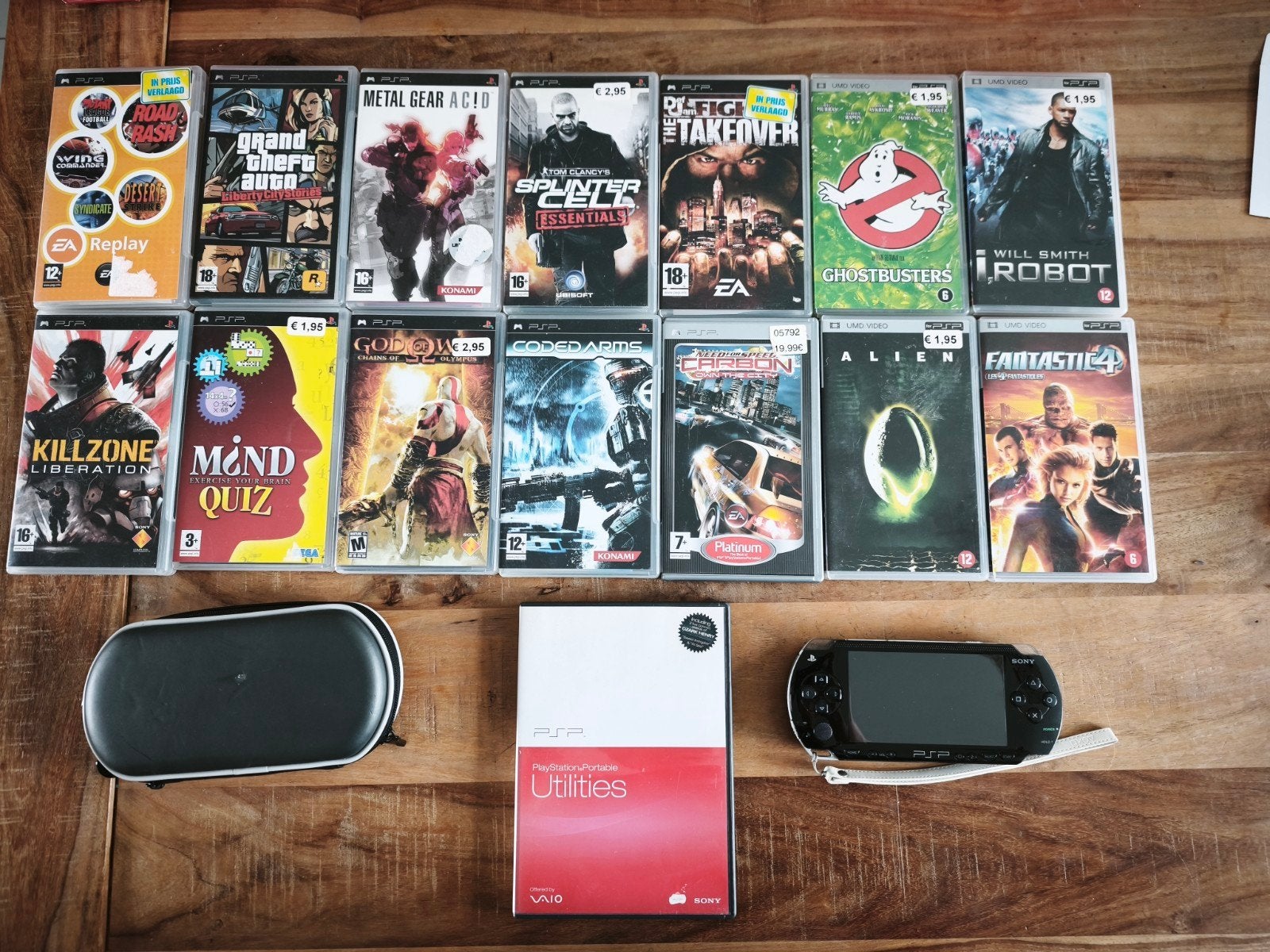 PSP Playstation Portable + 10 games en 4 films, Ophalen, Gebruikt, Zwart, PSP
