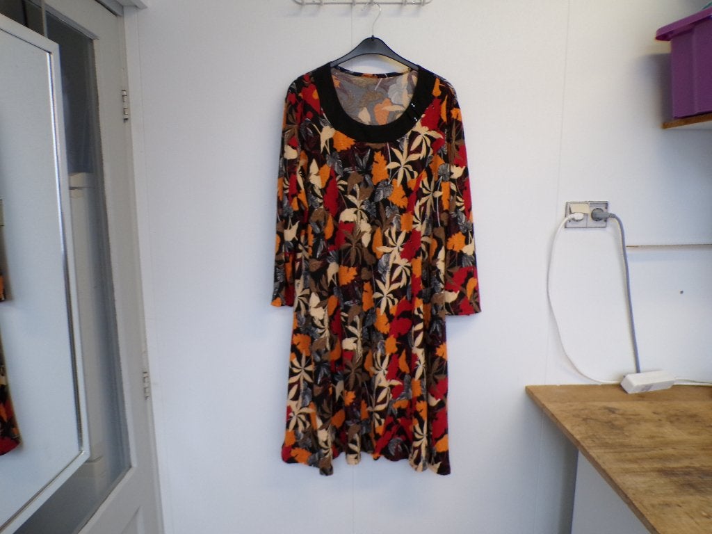 Multicolor herfsttinten jurk Bam Mode 5XL - 58/60, Meerkleurig, Jurk, Zo goed als nieuw, Nvt
