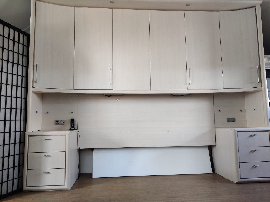 Nolte bedkast / ombouwkast/ bovenbouwkamer, Ophalen, Beige, Tweepersoons, Zo goed als nieuw