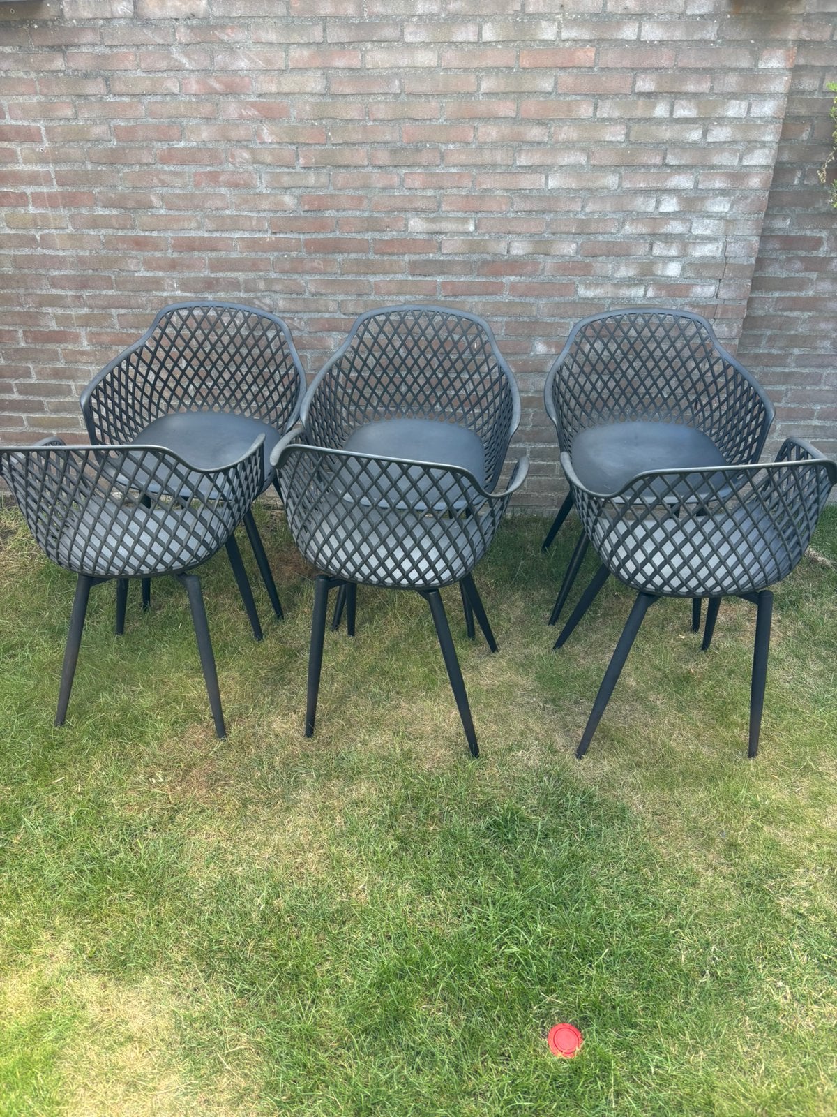 Wakefield set van 6 zwarte tuinstoelen, Ophalen, Gebruikt, Kunststof