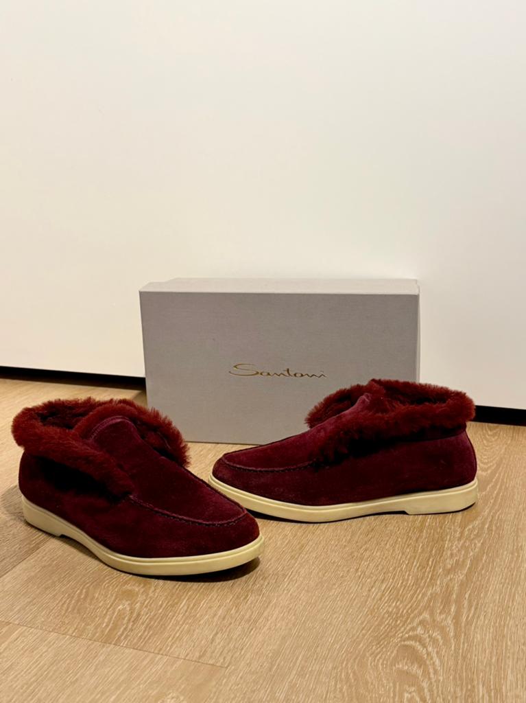 Santoni loafers maat 38 Bordeaux rood, Instappers, Ophalen of Verzenden, Zo goed als nieuw, Rood