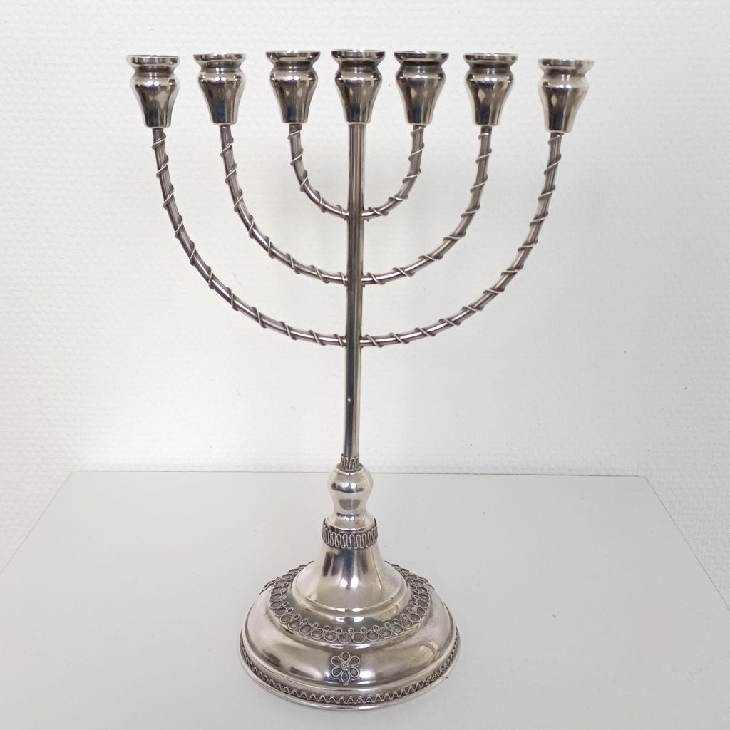 Sterling zilveren joodse kandelaar/menorah 207 gram, Antiek en Kunst, Ophalen of Verzenden
