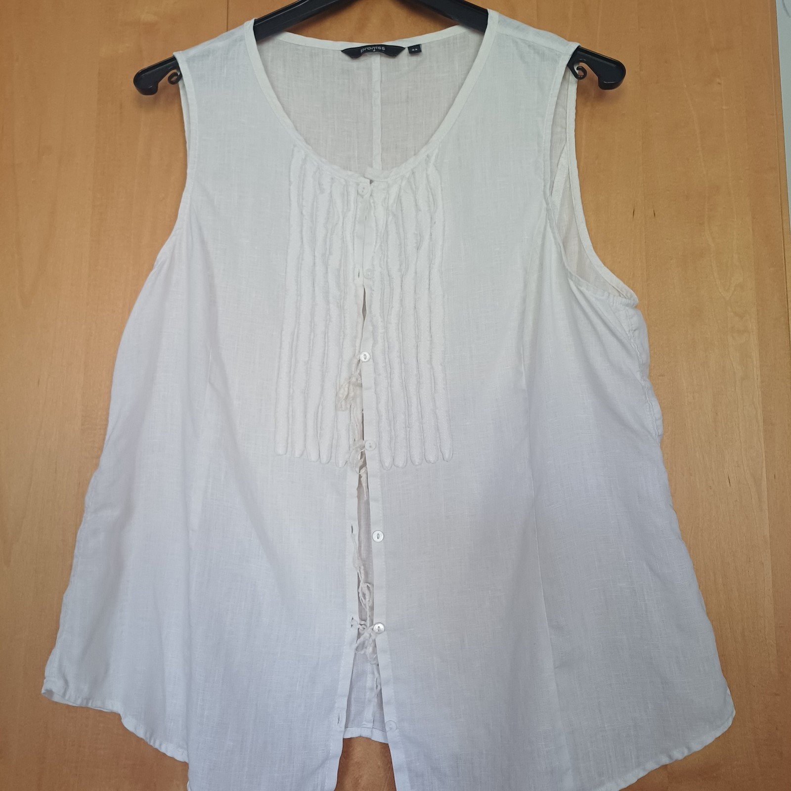 Promiss Witte Mouwloze Blouse Maat 44 van linnen, Promiss, Wit, Maat 46/48 (XL) of groter, Ophalen of Verzenden