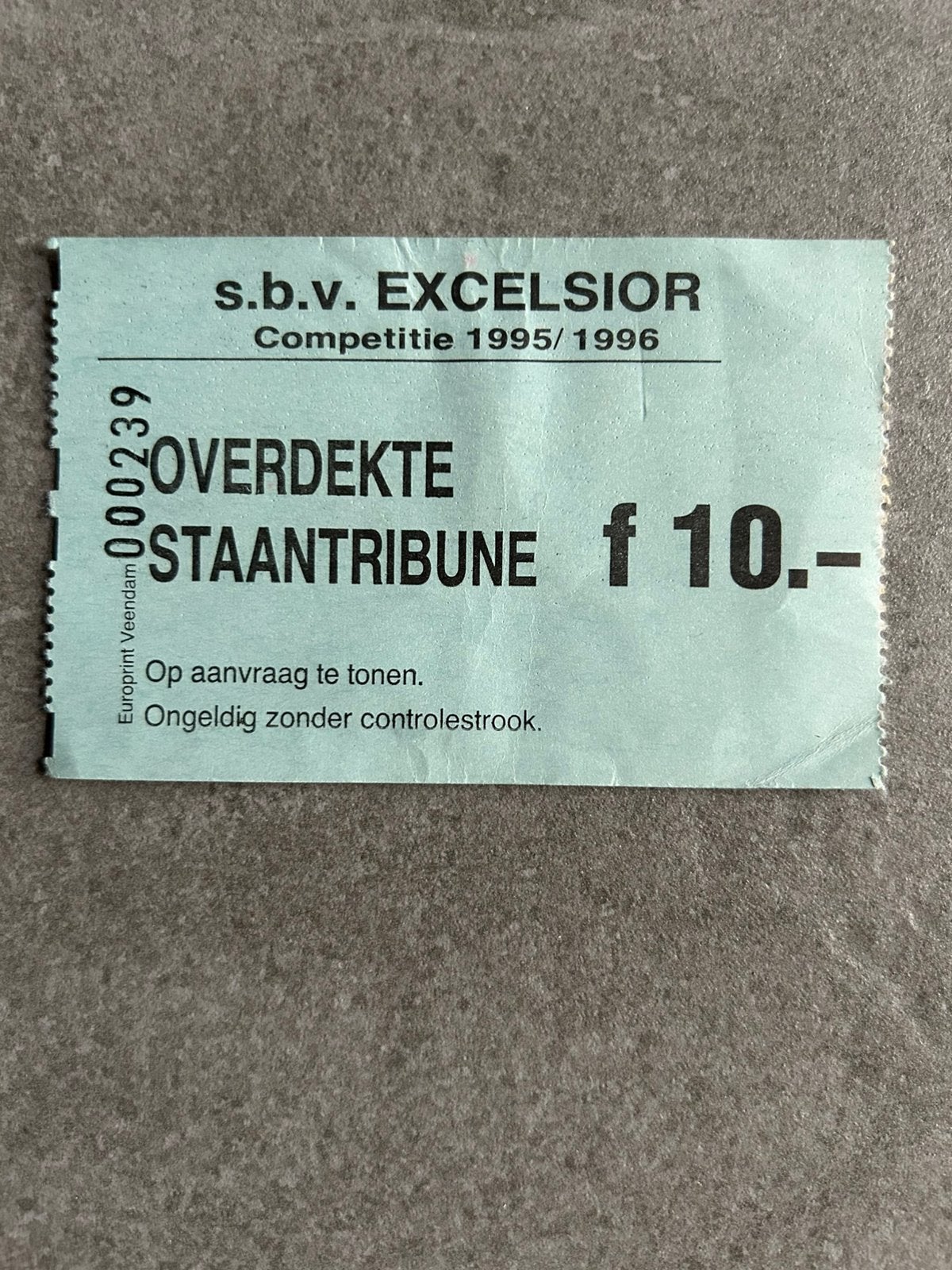Excelsior ticket 95-96, Ophalen of Verzenden, Overige binnenlandse clubs, Overige typen