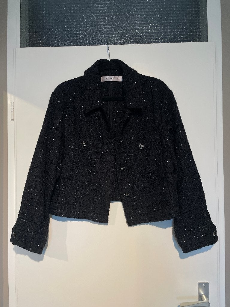 Esqualo dames zwarte tweed glitter shine jack jasje mt L, Zwart, Maat 42/44 (L), Esqualo, Ophalen of Verzenden
