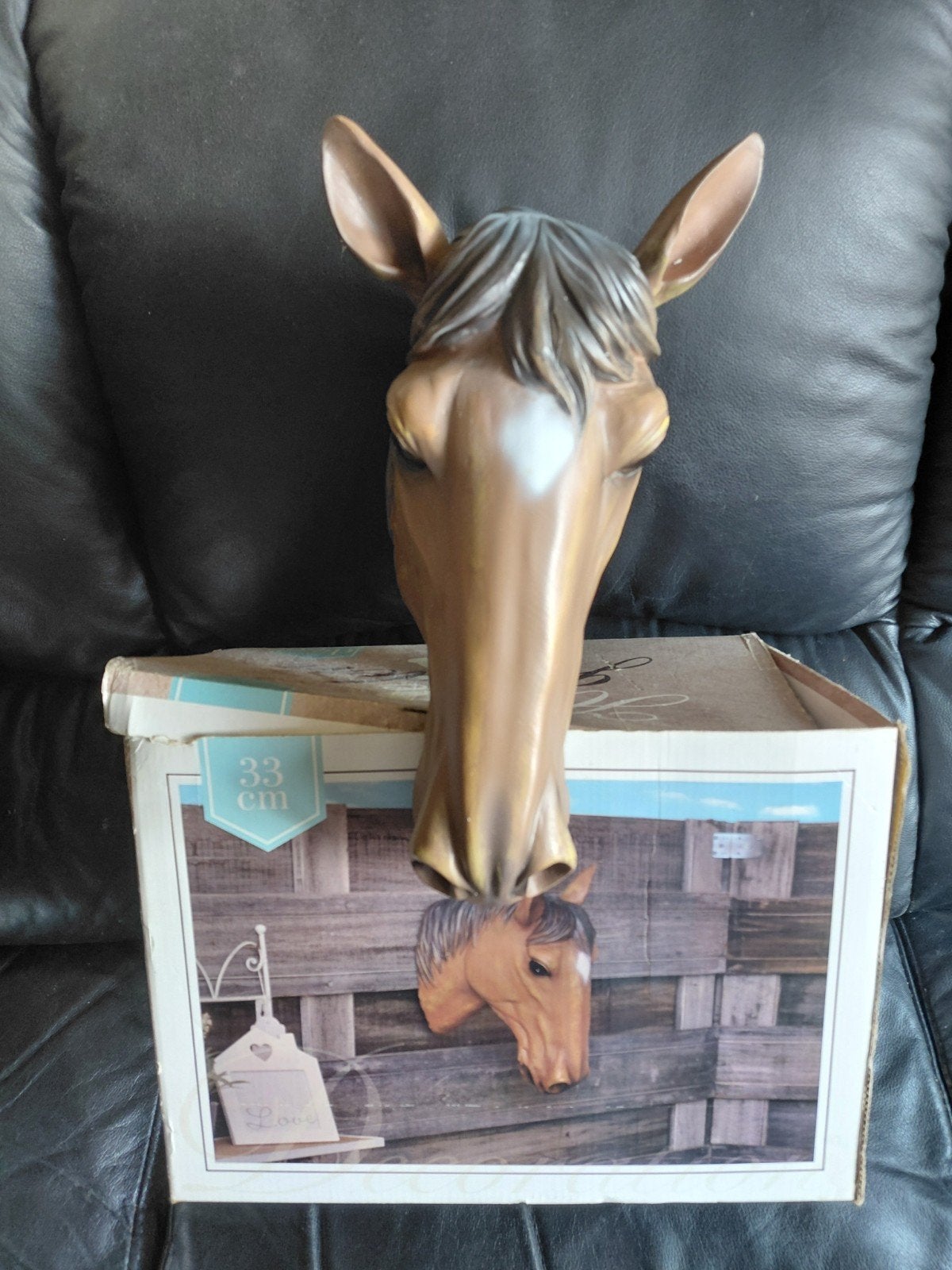 Paardenhoofd wanddecoratie 33 cm - Nieuw in doos, Nieuw, Kunststof, Ophalen of Verzenden, Landelijk