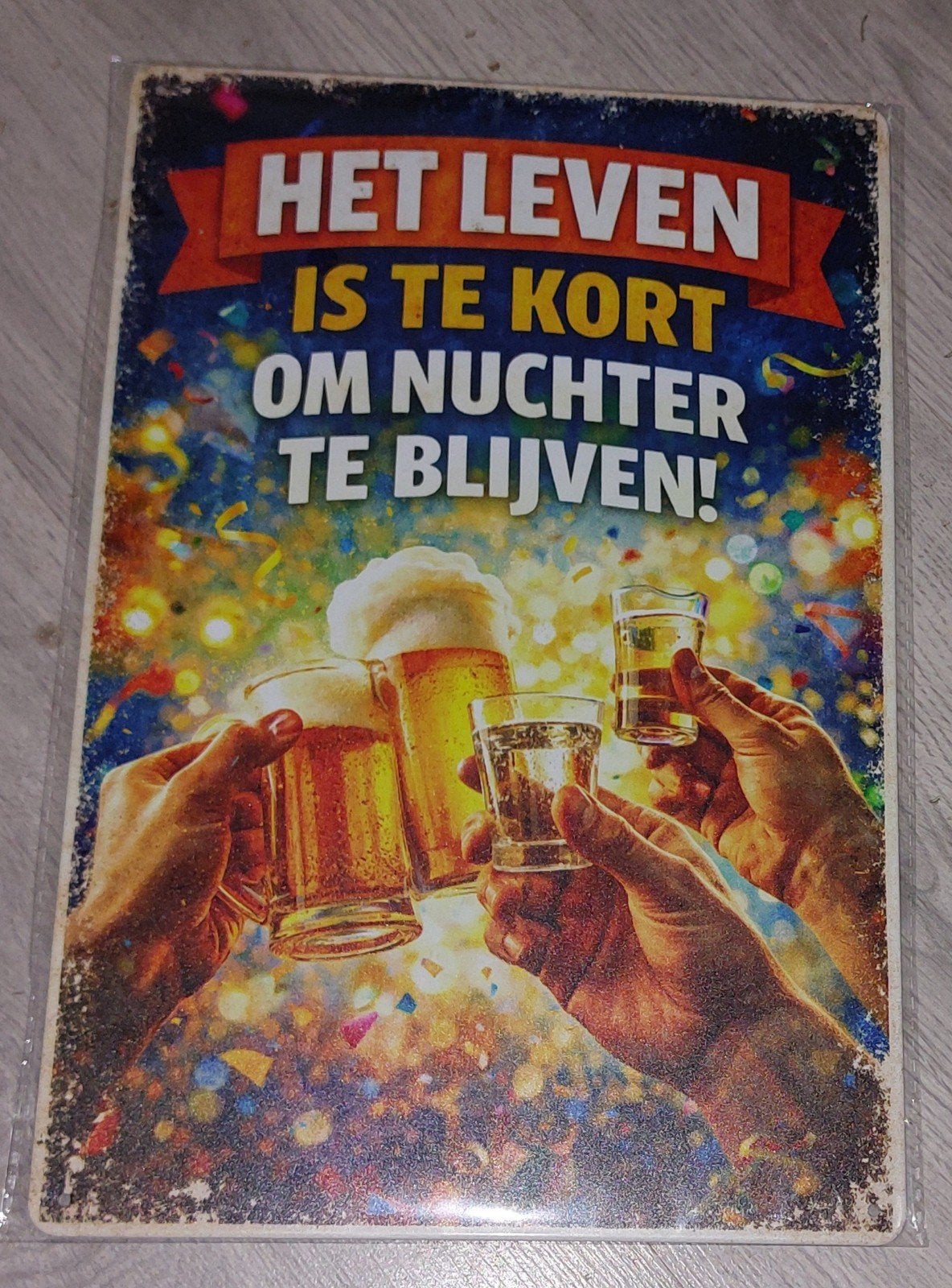 Metalen Wandbord Mancave - Het Leven is te Kort - 20x30 cm, Metaal, Meerkleurig, Nieuw, Ophalen of Verzenden
