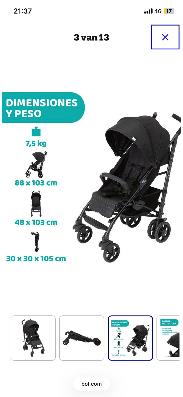 Chicco LiteWay buggy - Zwart - opvouwbaar, Ophalen, Gebruikt, Kinderwagen, Overige merken