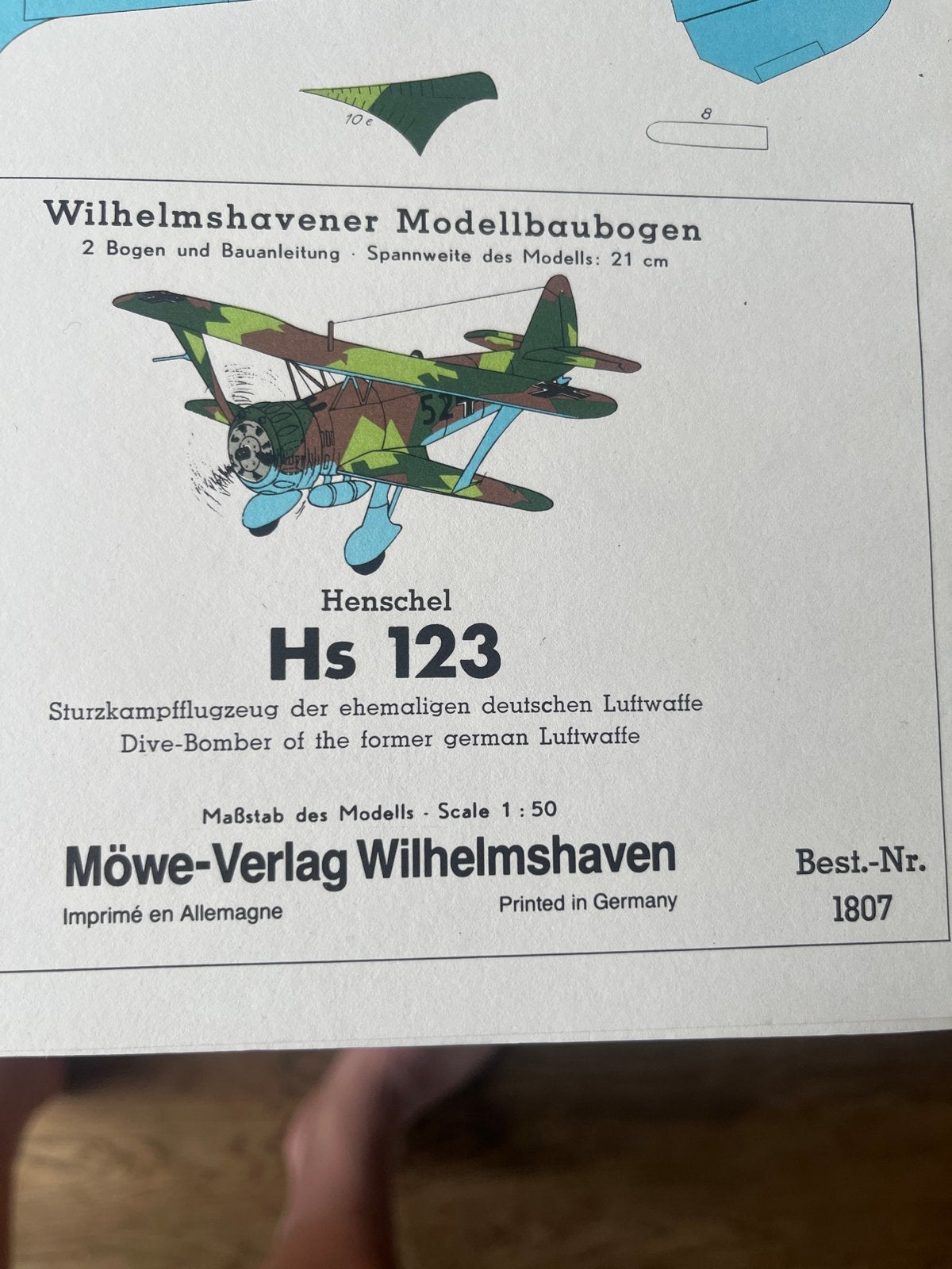 Henschel Hs 123 Duikbommenwerper bouwplaat, Overige merken, Nieuw, Ophalen of Verzenden, Groter dan 1:72