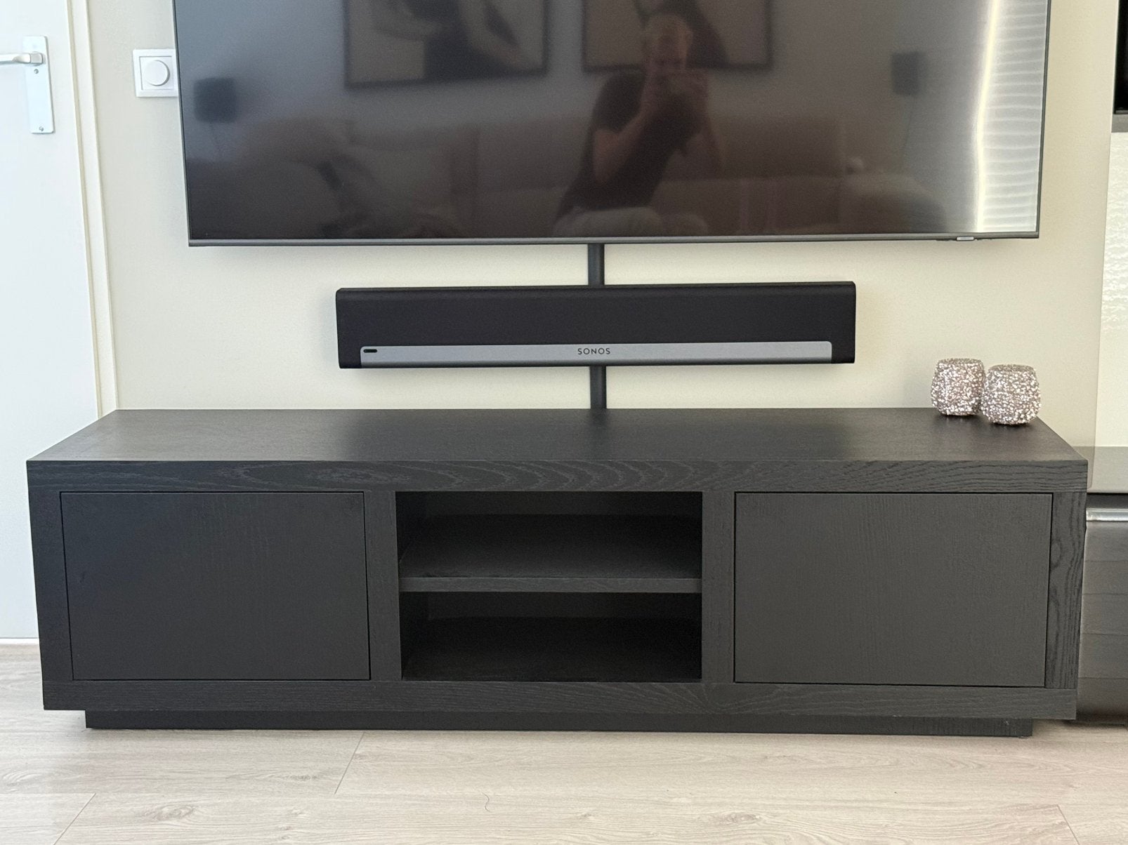 TV Meubel 160cm, 150 tot 200 cm, Eikenhout, Ophalen of Verzenden, Zo goed als nieuw